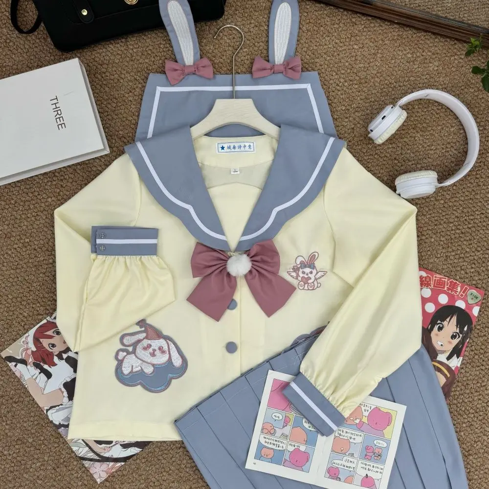 Uniforme modello coniglio giapponese Abito da marinaio blu Abito da asilo Jk Stile carino a maniche corte Stile college Gioco di ruolo Ragazza