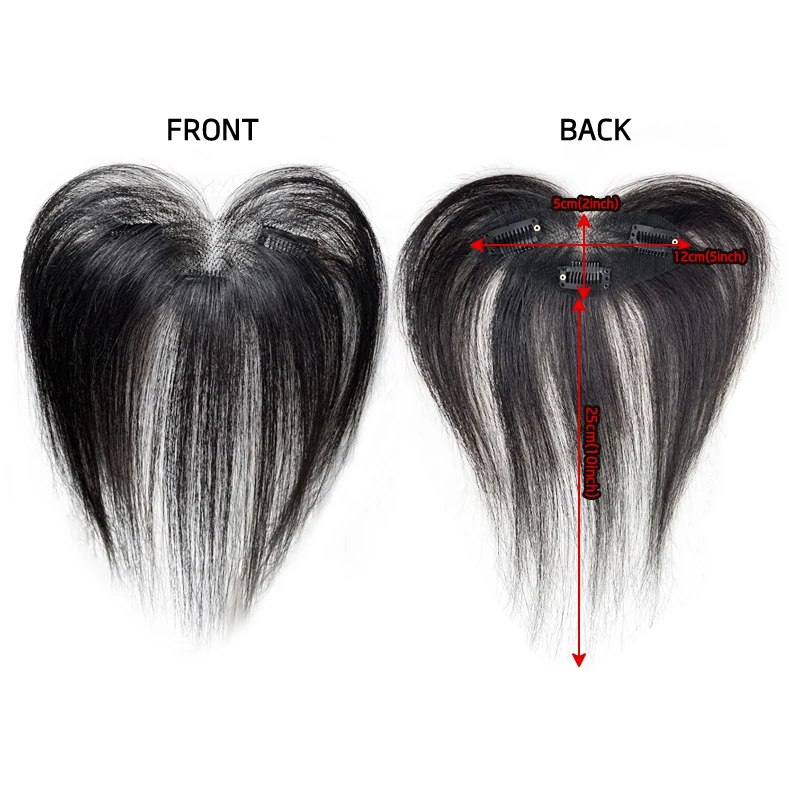 10 pouces 100% cheveux humains naturel 3D français frange pièce couverture gris et augmenter le Volume des cheveux pour amincissement Extension de cheveux Topper