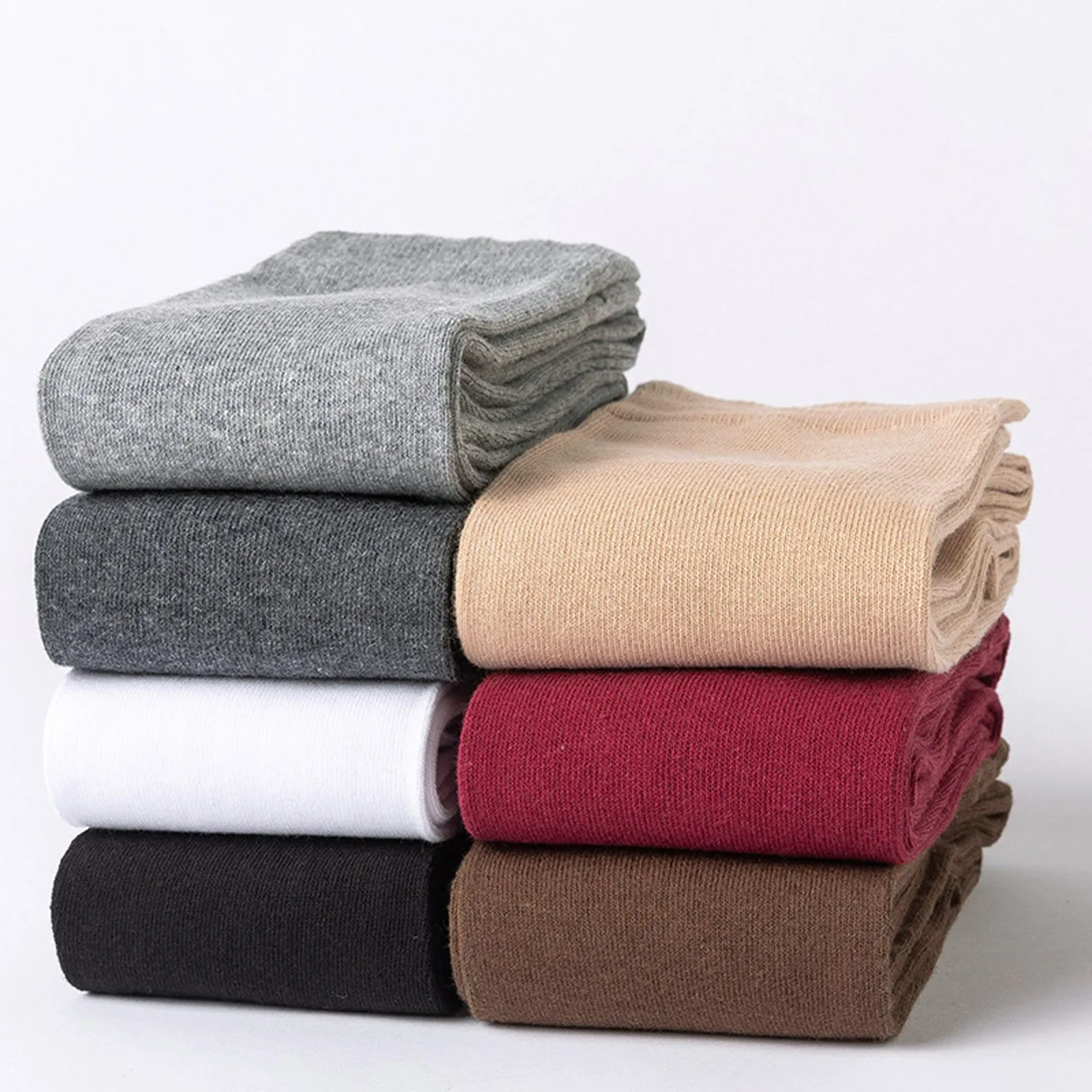 

Women's Knitted Long Socks Girls Solid Color High-Elastic Knit Warm Socks Casual Black White Coffee Thigh Stockings For Women