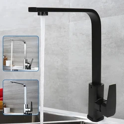 Matte Black/Chrome Kitchen Faucet Hot And Cold Water Mixer 360 Degree Rotating Vessel Sink Tap Wall Mounted for Kitchen