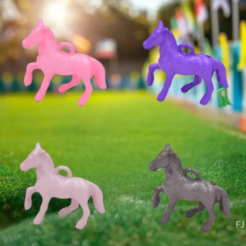 Juego de 10 dijes de caballo de acrílico UV, acabado brillante en colores vibrantes para necesidades de joyería DIY