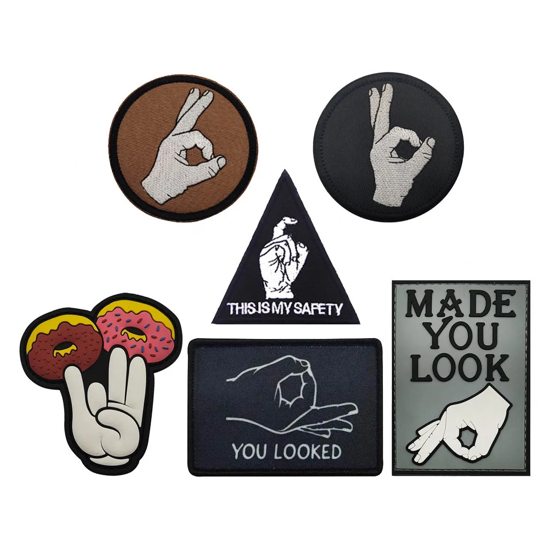 You Looked Made You Look This Is My Safety Funny Hand Gesture Tactical Badge Embroidered Patch PVC Applique for Backpack Jacket