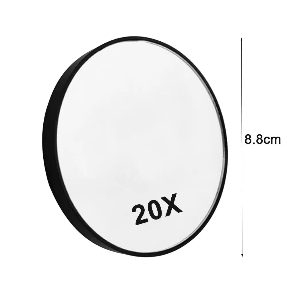 Miroir de maquillage rond en plastique grossissant 20X, outil cosmétique, contre l'acné et les pores, deux aspiration, standardisation