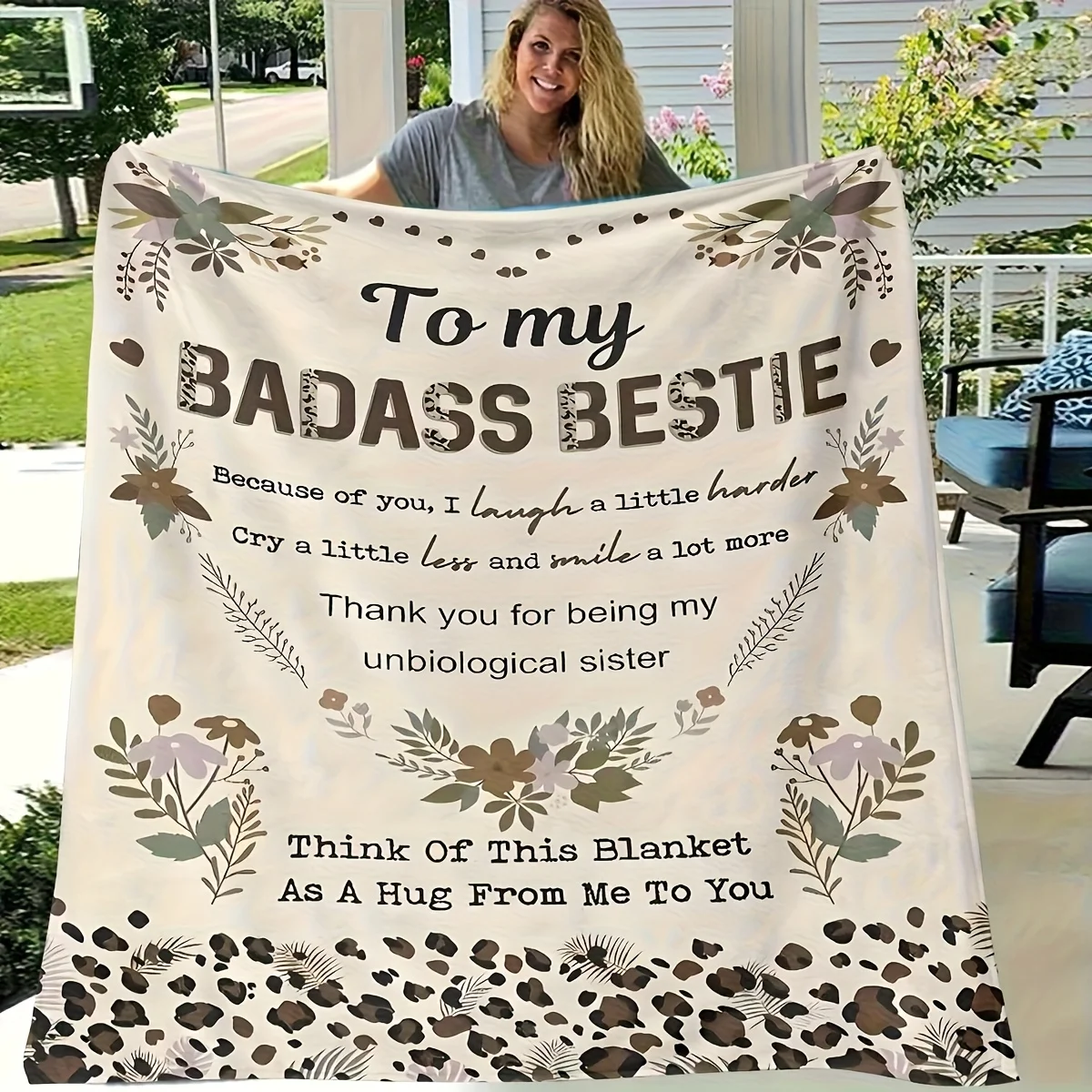 Best Friend Throw Blanket for Bestie Friendship Gift Flannel Cozy Plush Polyester Decor Keepsake