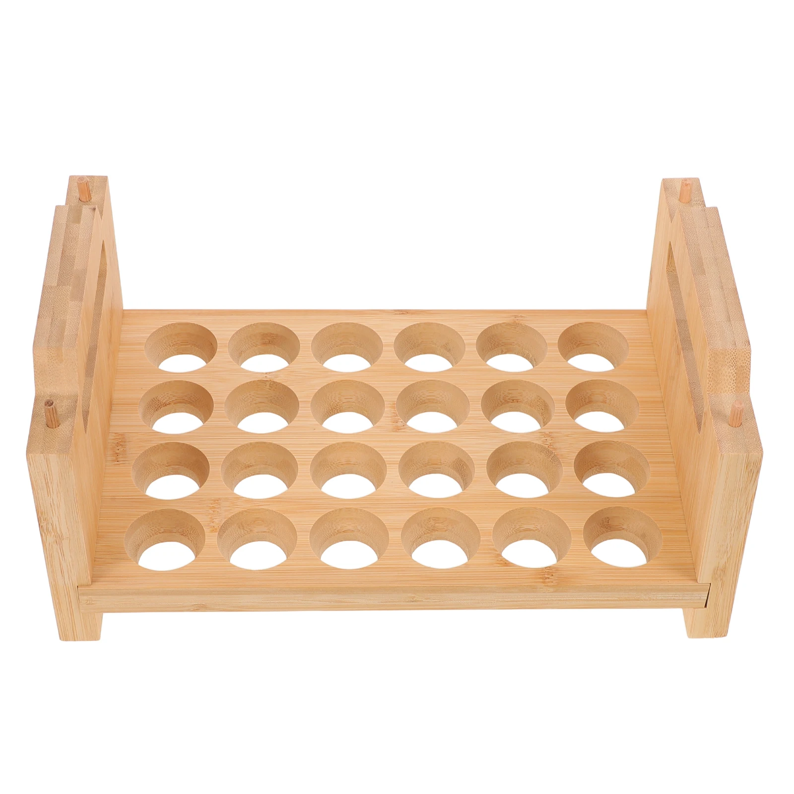 

Creative 24-Pack Wooden Egg Holder Stackable Bamboo Organizer For Kitchen Fridge Shelf Fresh Storage Rack Light Brown Countertop