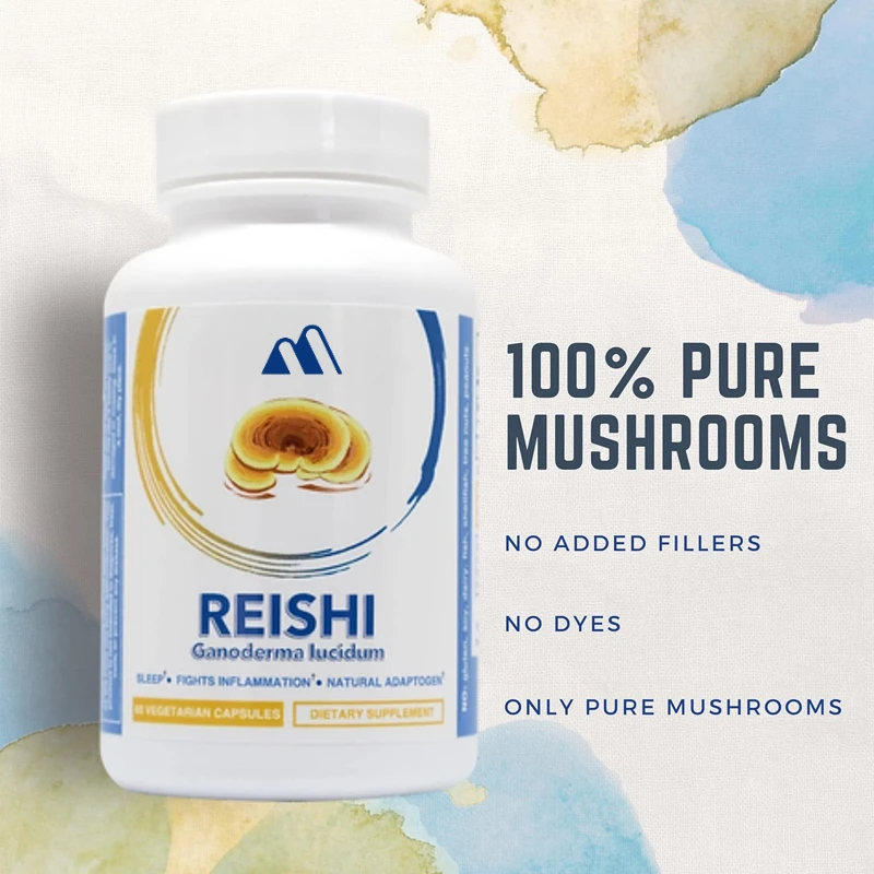 

Pure Ganoderma Mushroom Extract Supplement, 60 Capsules, For Intestinal And Immune Support