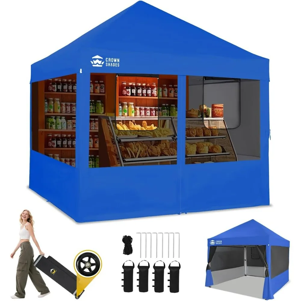 

10x10 Pop Up Canopy Tent with 4 Mosquito Netting, Instant Commercial Tent with 1-Person Setup Patended Centerlock, 400D Silver