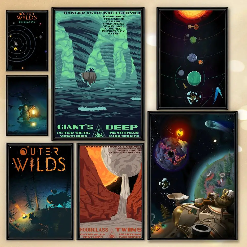 Anime Outer Wilds Movie Game Poster HD PVC Waterproof Wall Art - Self Adhesive Reusable For Home Office Bar