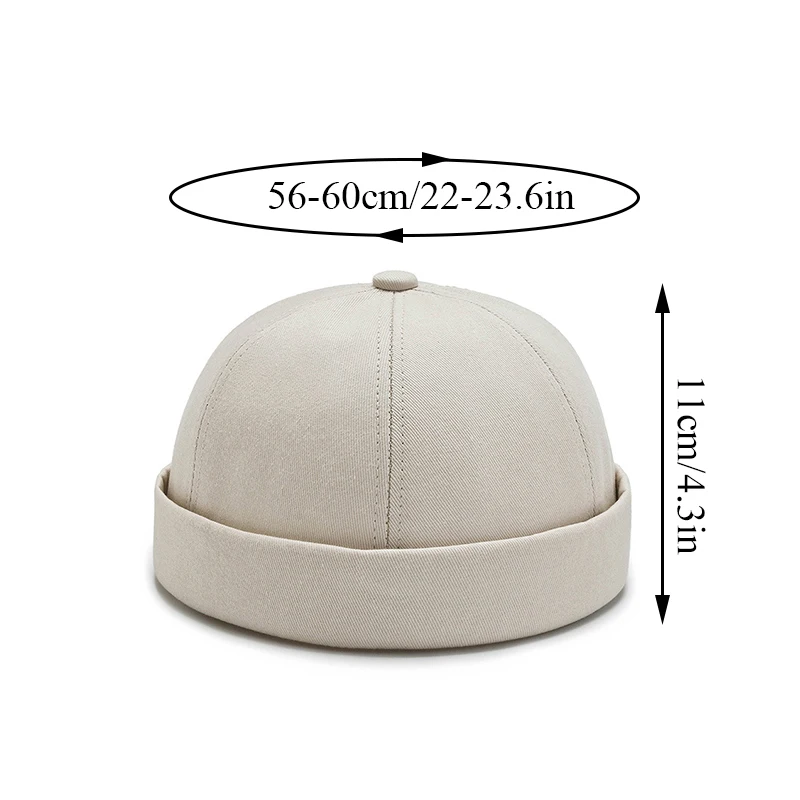 Vintage Men\'s Summer Cotton Brimless Skullies Cap Solid Color Street Portable Docker Hats Multipurpose Beanie Hat Hip Hop Hats
