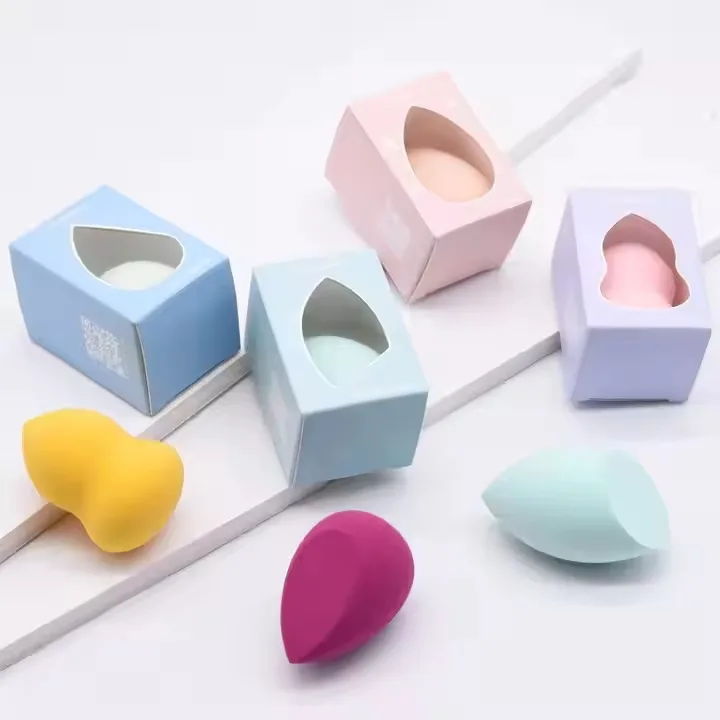 50pcs Custom logo Latex Free Marble Cosmetics Sponge Powder Puff Private Brand Sponge Puff  Tool Wholesale Makeup Sponge