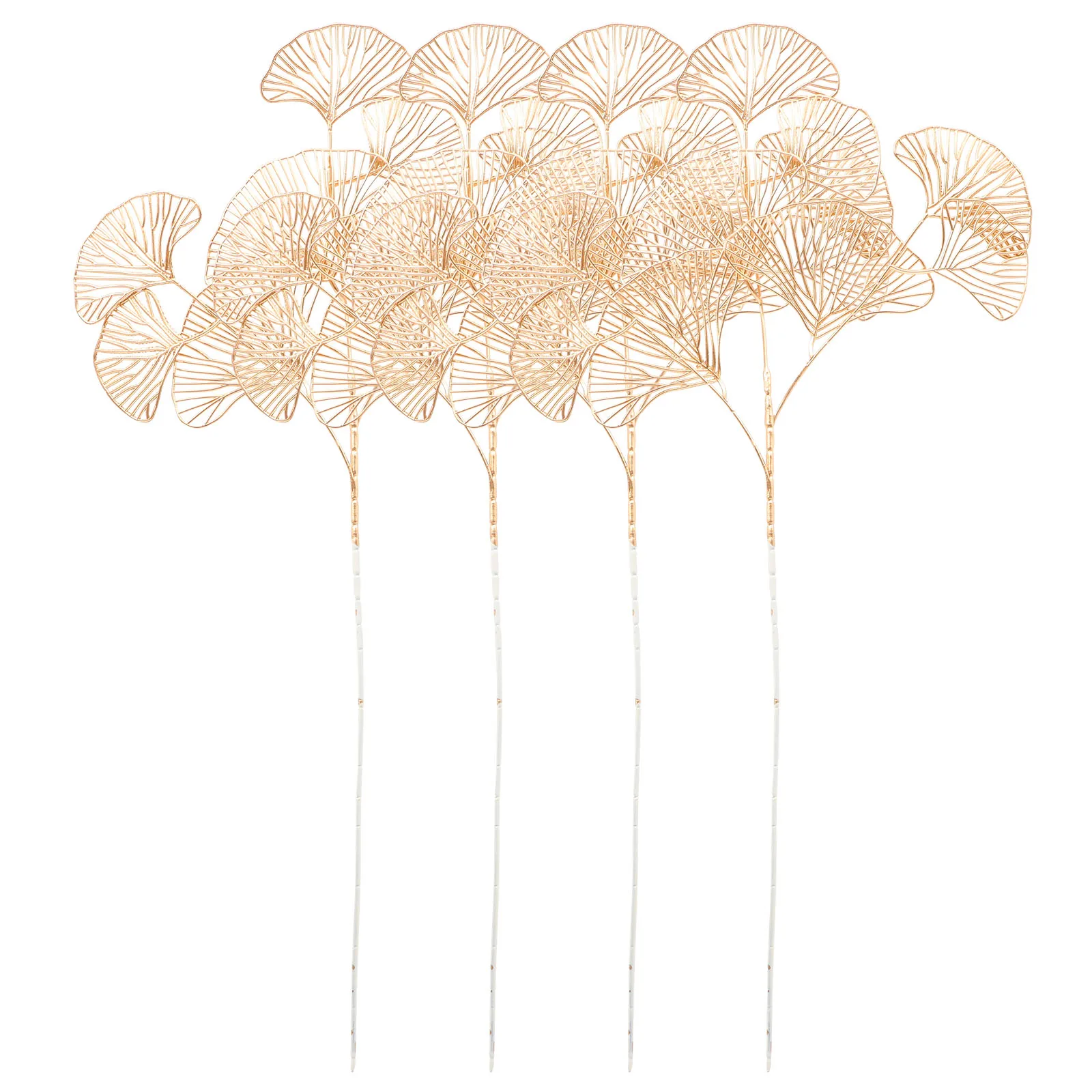

4pcs Artificial Ginkgo Stems Leaves Real Touch Faux Plants For Flower Arrangement Wedding Centerpiece Vase Decor Fake Branch