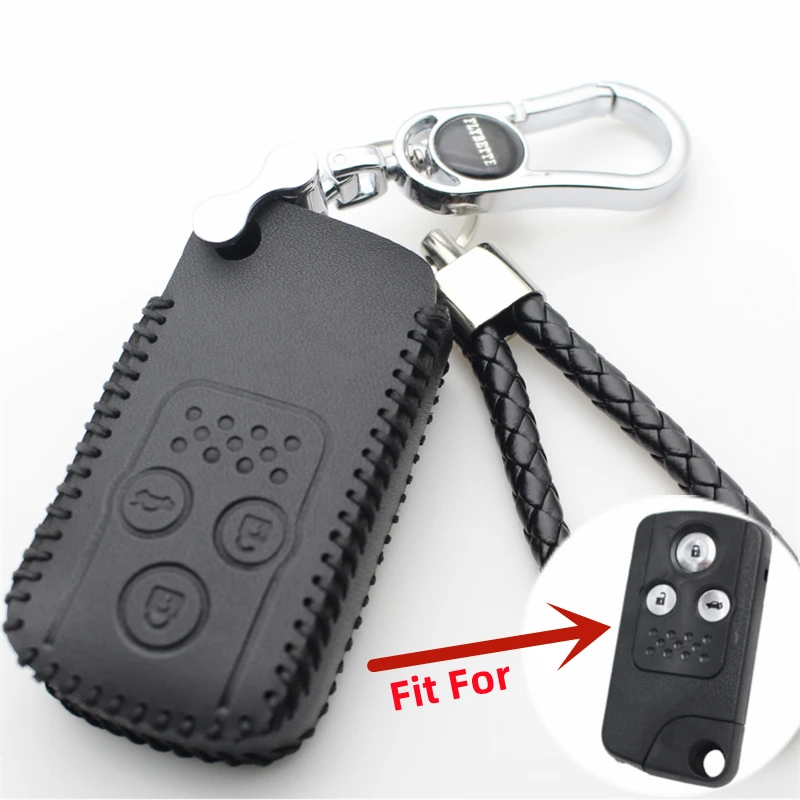 Genuine Leather 3Button Key Case Cover For Honda CRV Fit Shuttle Fried Freed Spike StepWGN RG1 Spada