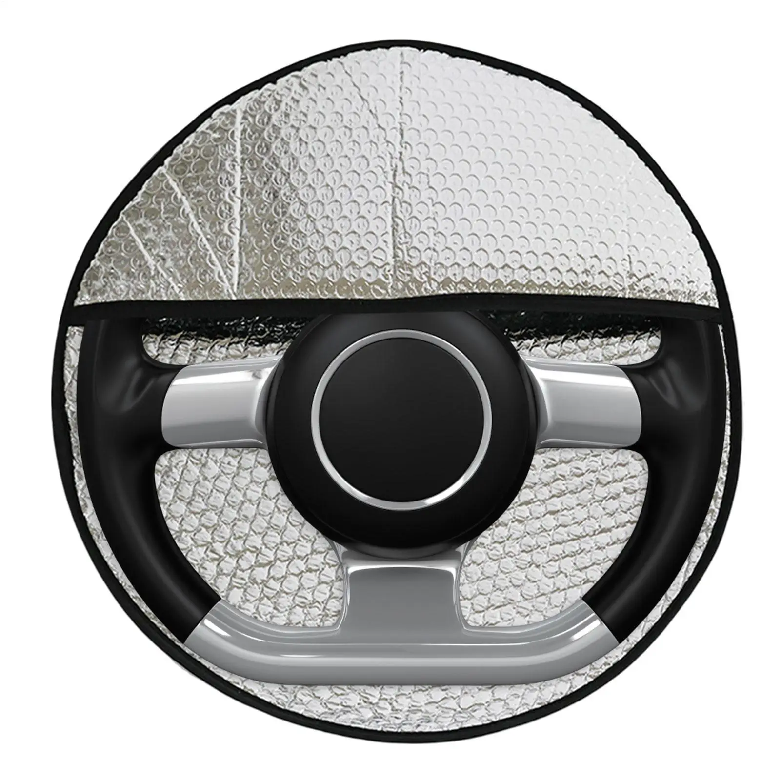 1pc Summer Car Steering Wheel Sunshade Cover Foldable Shield Car Steering Wheel Reflective Interior Accessories Steering Covers