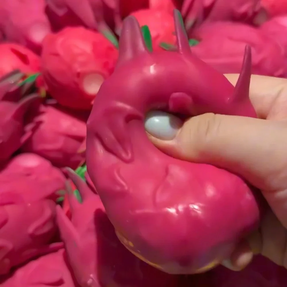 Handmade Dragon Fruit Stress Ball Fidget Toy Crunchy Squeeze Ball Round Blocks Filled ASMR Anti Stress Toys for Adults