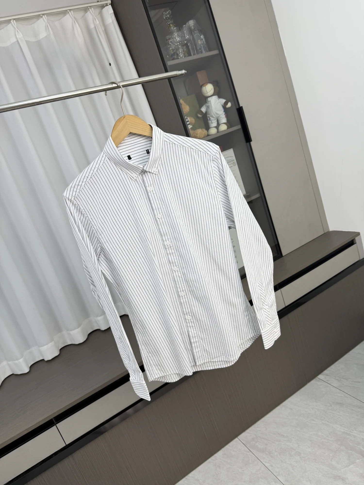 Comfortable Long Sleeve Men's Shirt 90% Cotton Modal Soft Striped Casual Style Breathable Loose Fit Button Closure
