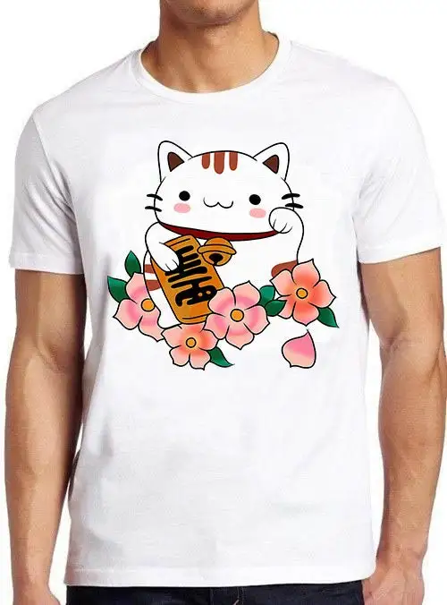 Maneki Neko Lucky Cat Fortune Happiness Wealth Meme Funny Style Cult Movie Music T Shirt 824