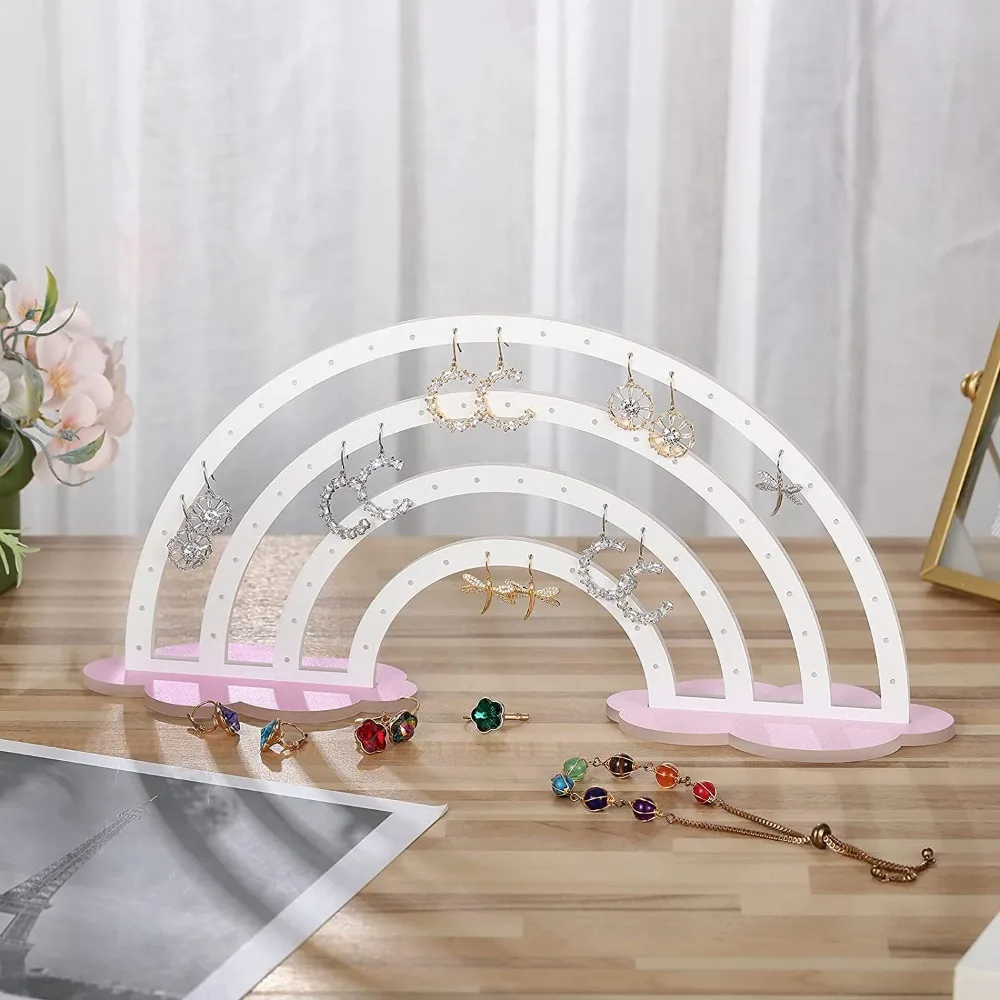 

Jewelry Organizer Cloud Rainbow Earrings Stand Detachable DIY Ear Studs Display Holder Transparent Desktop Display