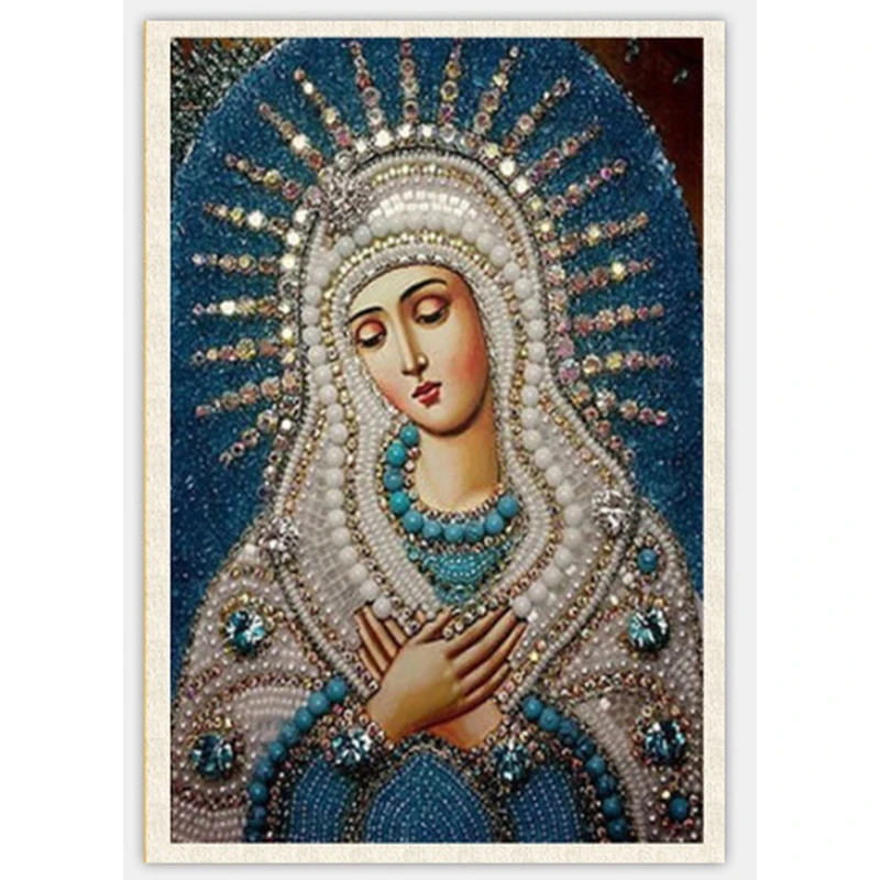 

DIY full Diamond Embroidery,Round Diamond Religious figure Virgin Mary Living room decoration rhinestone beads Diamond painting