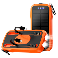 10000mAh Solar Power Bank Fast Wireless Charger Powerbank for iPhone 16 15 Samsung S24 Xiaomi Poverbank with Cable Camping Light