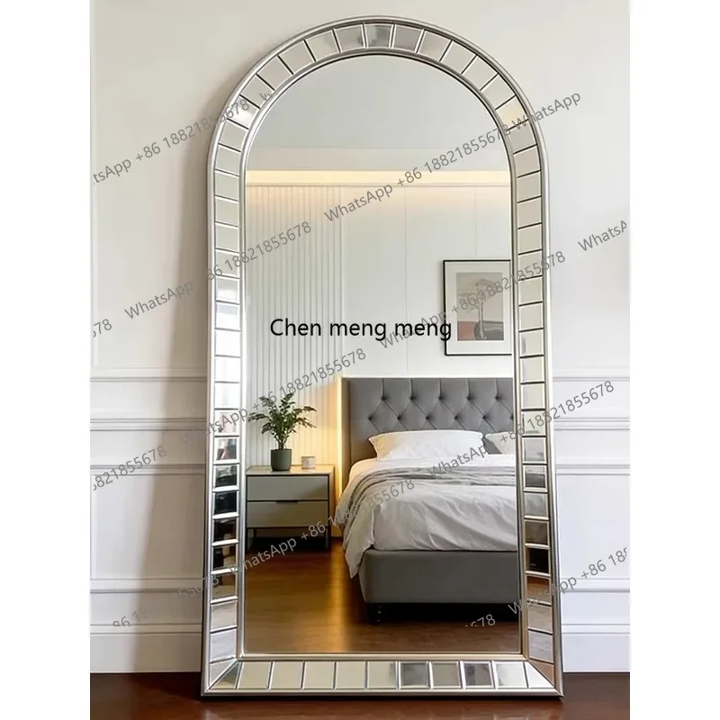 

X Retro full-body mirror for home bedroom dressing, arched floor-to-ceiling mirror, home wall-mounted fitting mirror