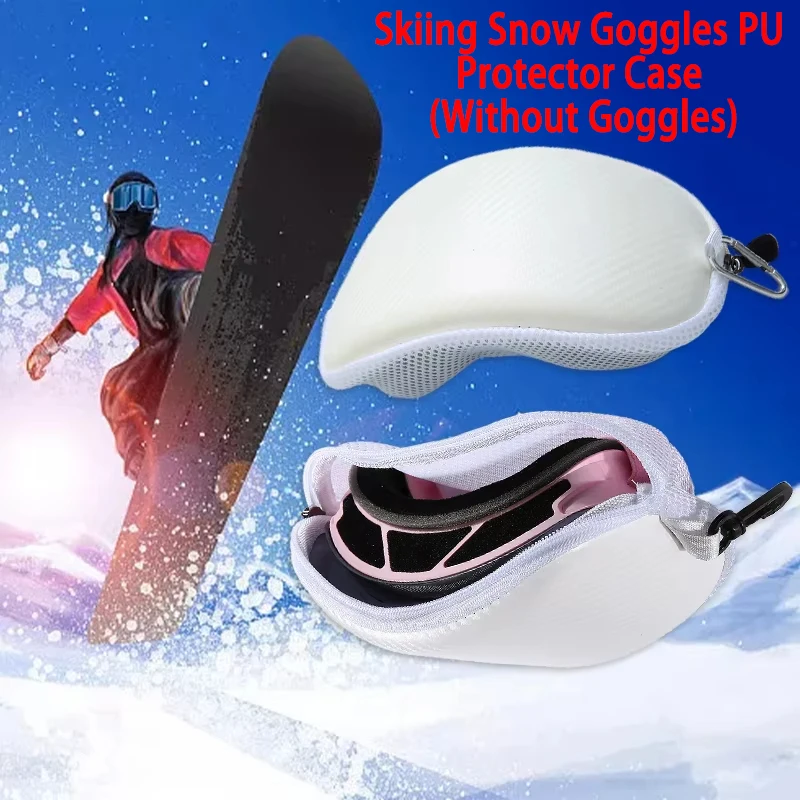 Funda protectora de PU para gafas de nieve y esquí, bolsa impermeable antigolpes con cremallera para ciclismo, caja de gafas de arco, bolsa de carcasa dura