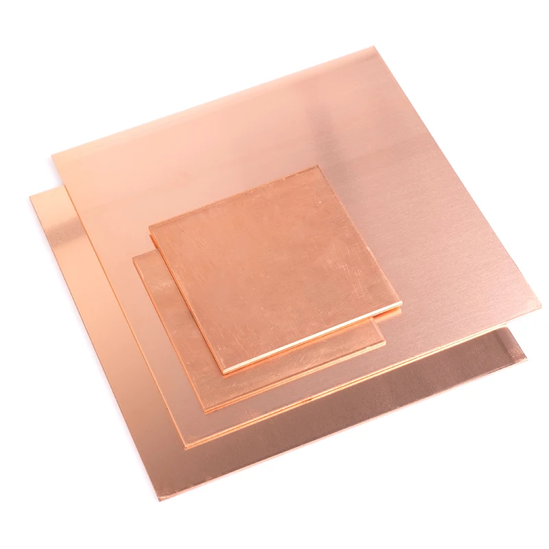Placa de cobre puro personalizado 99.9% T2, 50x50, 100x100, 200x200, 300x300MM, hoja de Metal Cu de cobre para mecanizado CNC/refrigeración de ram