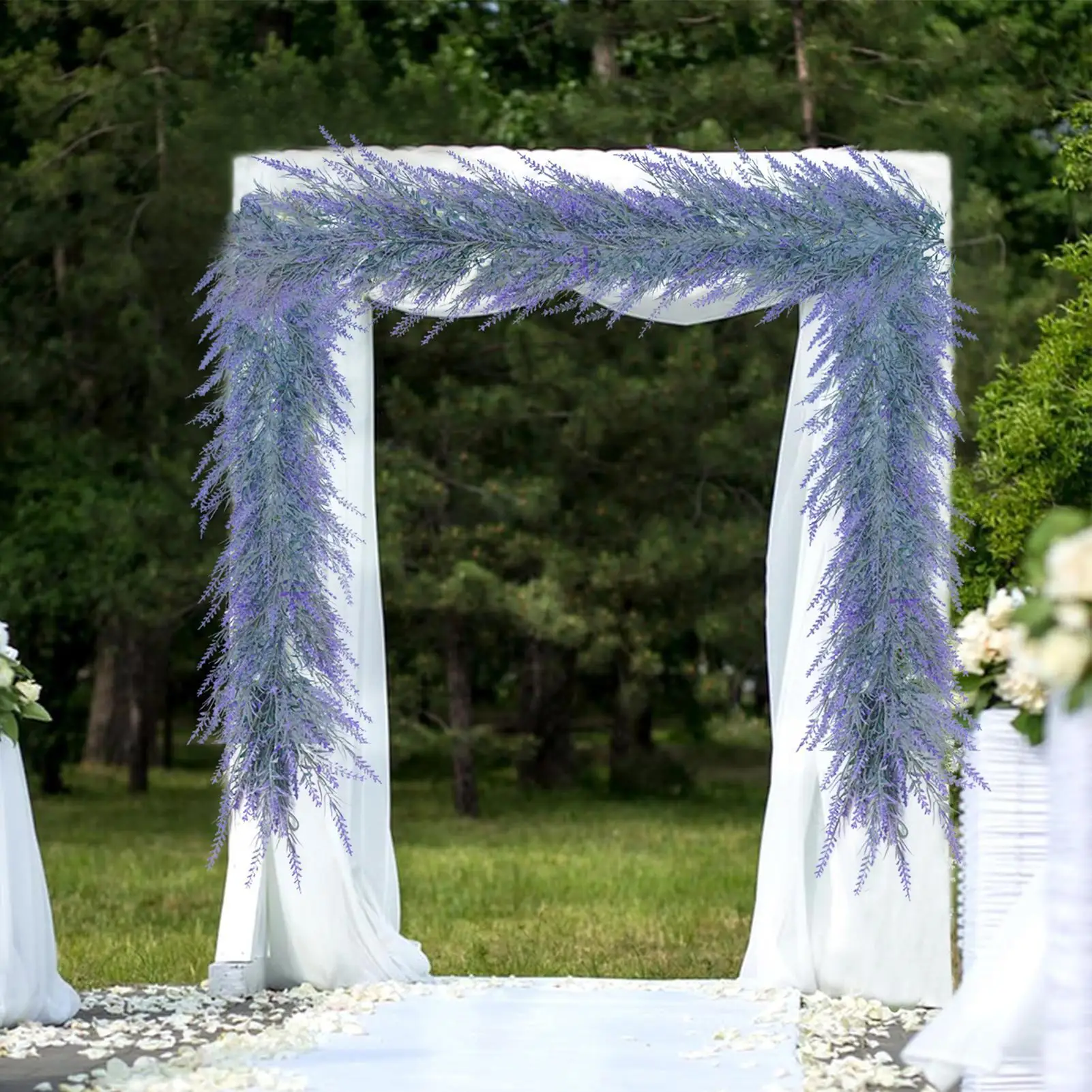 

Фиолетовая лавандовая гирлянда, многоразовая подвесная орнамент, гирлянда из искусственных цветов, фиолетовая лаванда для входной двери, окна, настенного стола