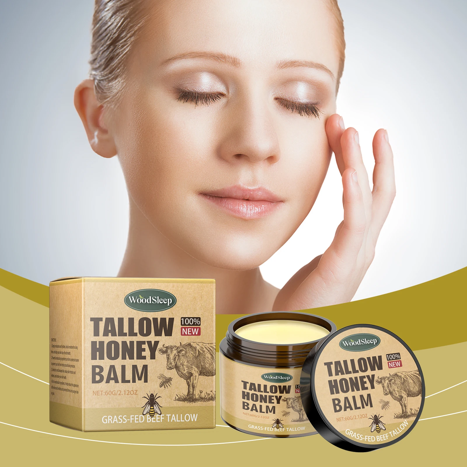 

Beef Tallow Honey Facial Moisturizing Cream Hydrating, Nourishing, and Gentle Skin Care Cream
