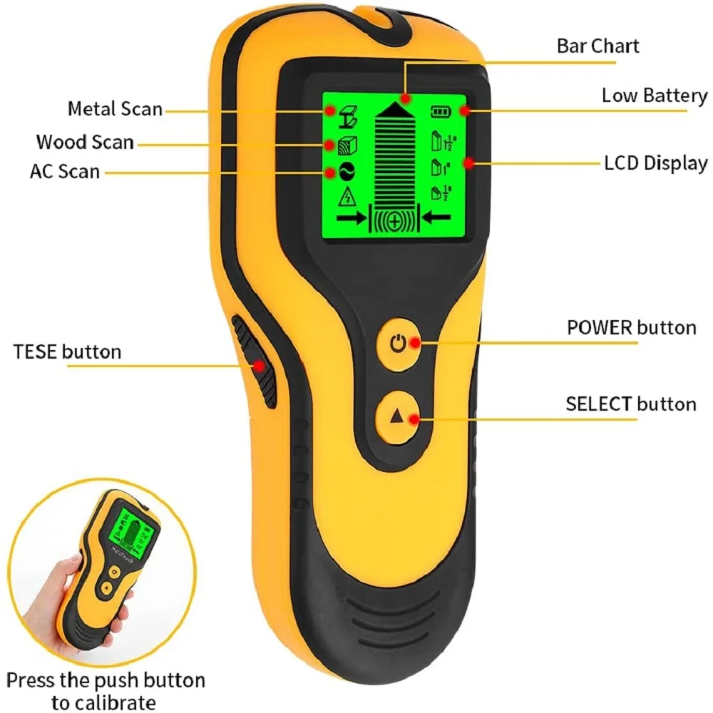 3in1 Multifunction Wall Detector Digital Handheld Professional Wall Scanner Live Wires Cable PVC Water Pipe Metal Finder Scanner