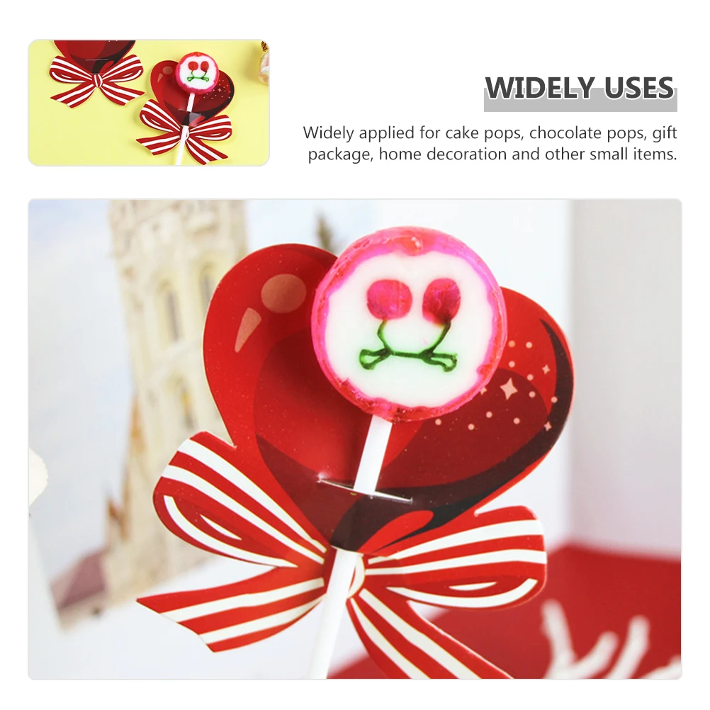 Heart Design Lollipop Paper Cards Adorable Candy Wrapping Supplies Party Lollipops Theme Celebration Sweets Gift Packaging