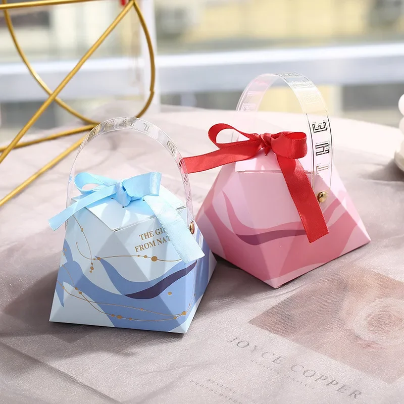 

20/30/50 шт., коробка для драпировки кубов воды с портативной ручкой, форма снежной горы, геометрические свадебные аксессуары, подарки для гостей