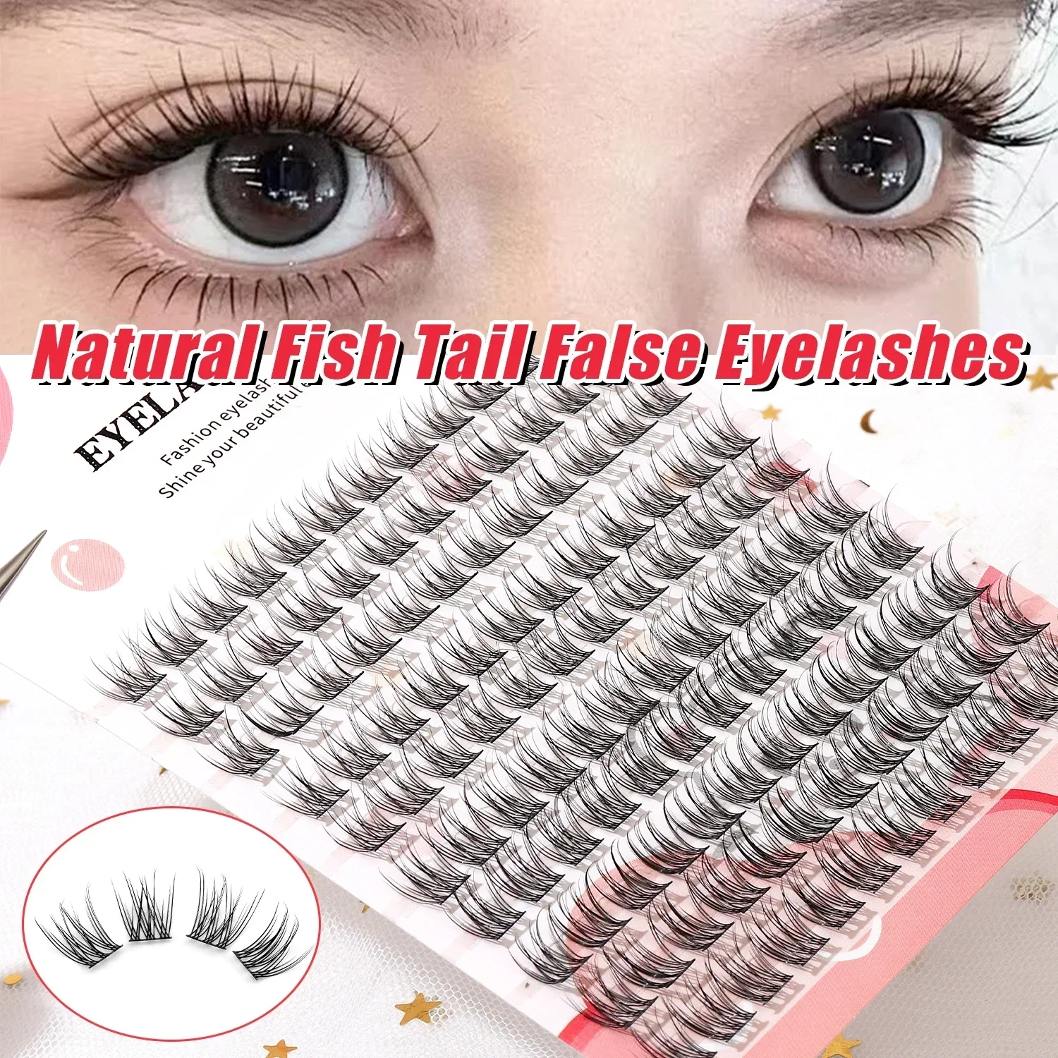 Fish Tail Wispy Lash Clusters DIY Individual Eyelash Extensions Faux Mink Natural Soft Segment False Eyelashes