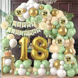Macaron Green Gold Balloon Garland Arch Kit Latex Balloon Happy 18 30 40 50 Year Old Birthday Party Decor Adults Anniversary