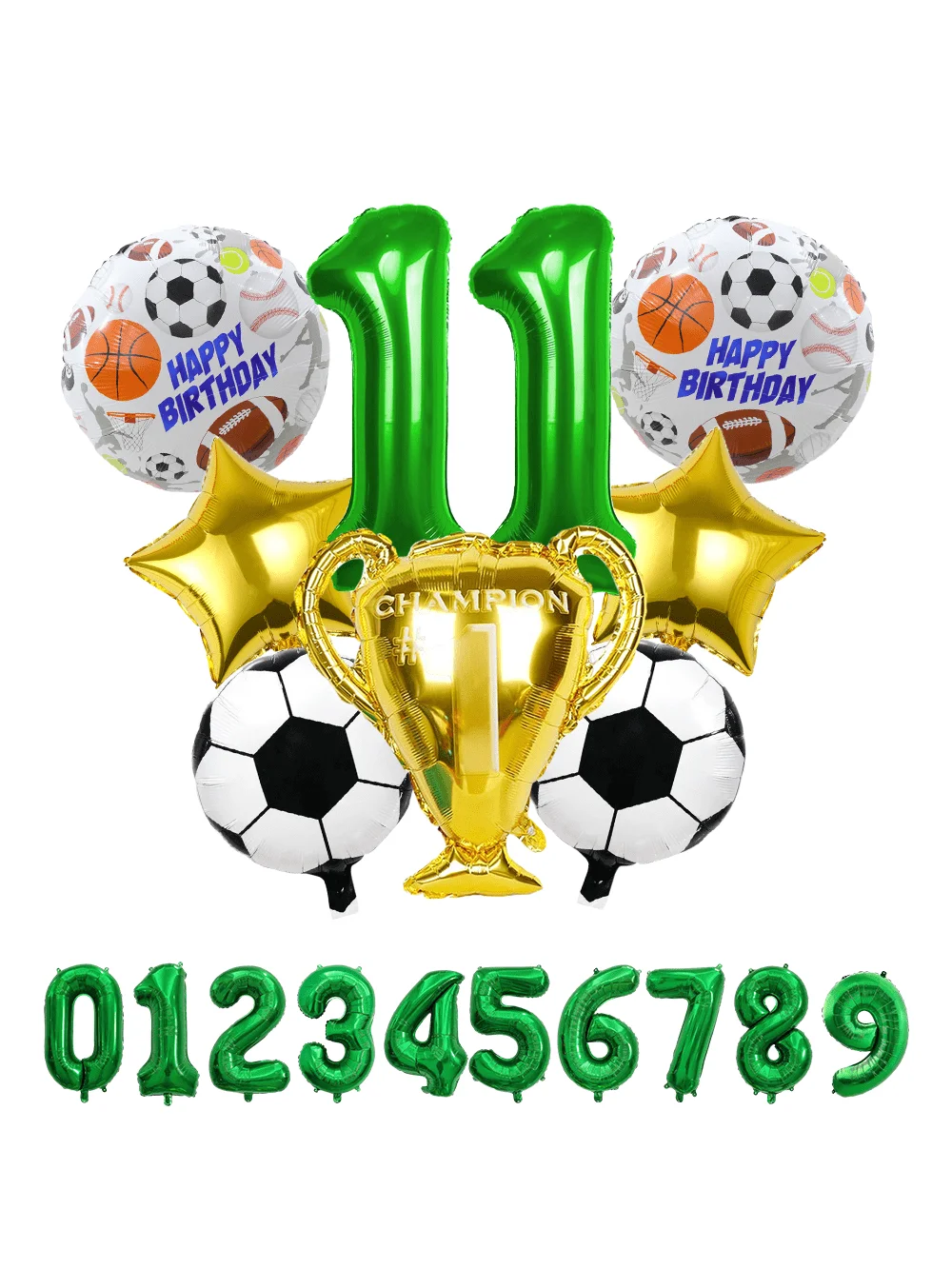 Ball Sport Party Decoration Balloons Set, Soccer Football Championship Trophy Balloon and Soccer Foil Balloons,40inchNumber Ball