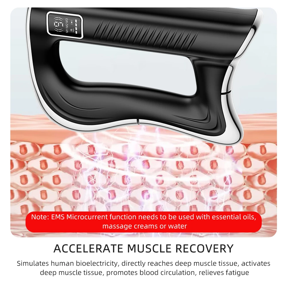 Electric Fascia Scraper EMS Micro Current Fascia Knife Muscle Body Massager Vibration Relaxation Body Lifting Massage Blade