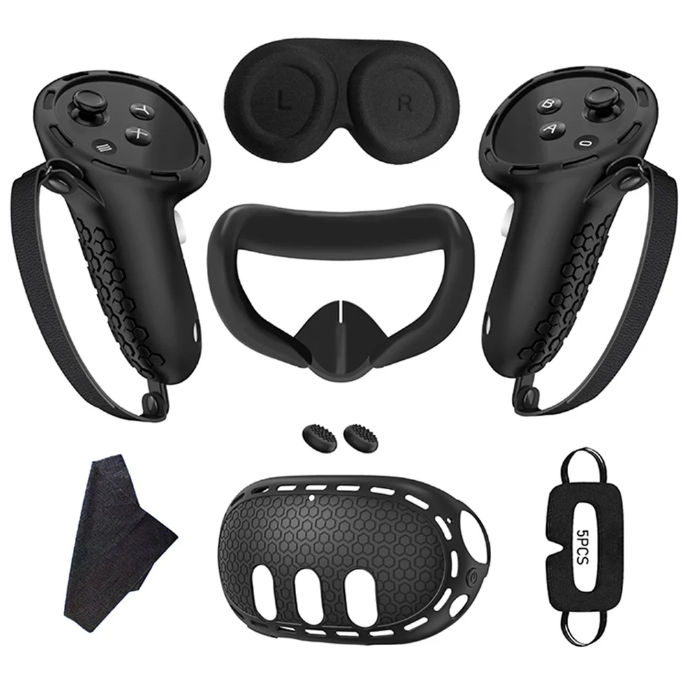 For Meta Quest 3 Host Cover Silicone Protective Case Seven-piece Anti-sweat Silicone Handle Cover Mask VR Accessories