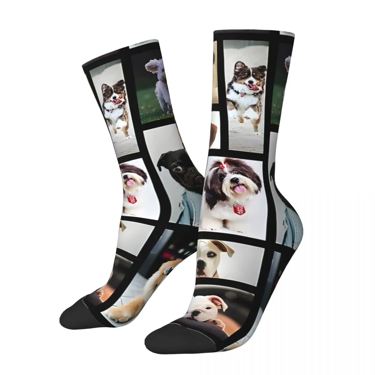 

Vintage 65 MCMLXV Man's Best Friend Dog Collage Men's compression Socks Unisex Harajuku Seamless Printed Novelty Crew Sock