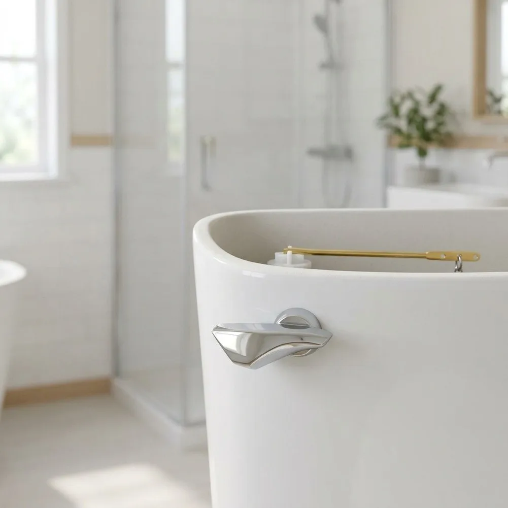 Adjustable Brass Toilet Handle Replacement for Seamless Integration with Monolithic and Two-Piece Toilet Tanks