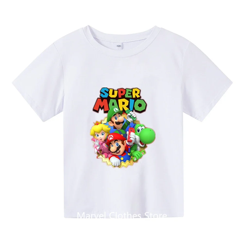 Marios-bros Tshirt Kids Clothing Tops Boy T-shirt Game 3D Print T Shirts Game Anime Short Sleeve Baby Girls Clothes