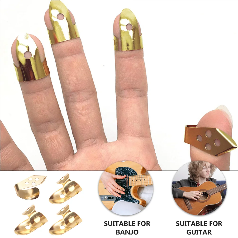 

4PCS Stainless Size for Acoustic Thumb Finger Guitar Accessories Pick Guitar Banjo Thumb Pick Fingerpick Gifts