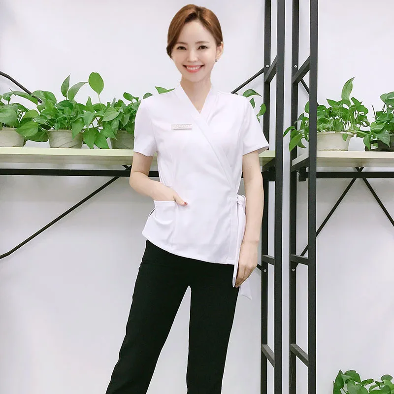 2023 Korean Beautician Work Clothing Beauty Salon Uniforms Cosmetic 2 Piece Set Workwear Hotel Receptionist Work Clothing