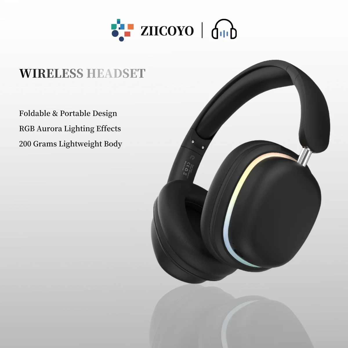 ZIICOYO Headset with HD detachable microphone HiFi stereo gaming music wireless headset, support wireless and wired dual mode