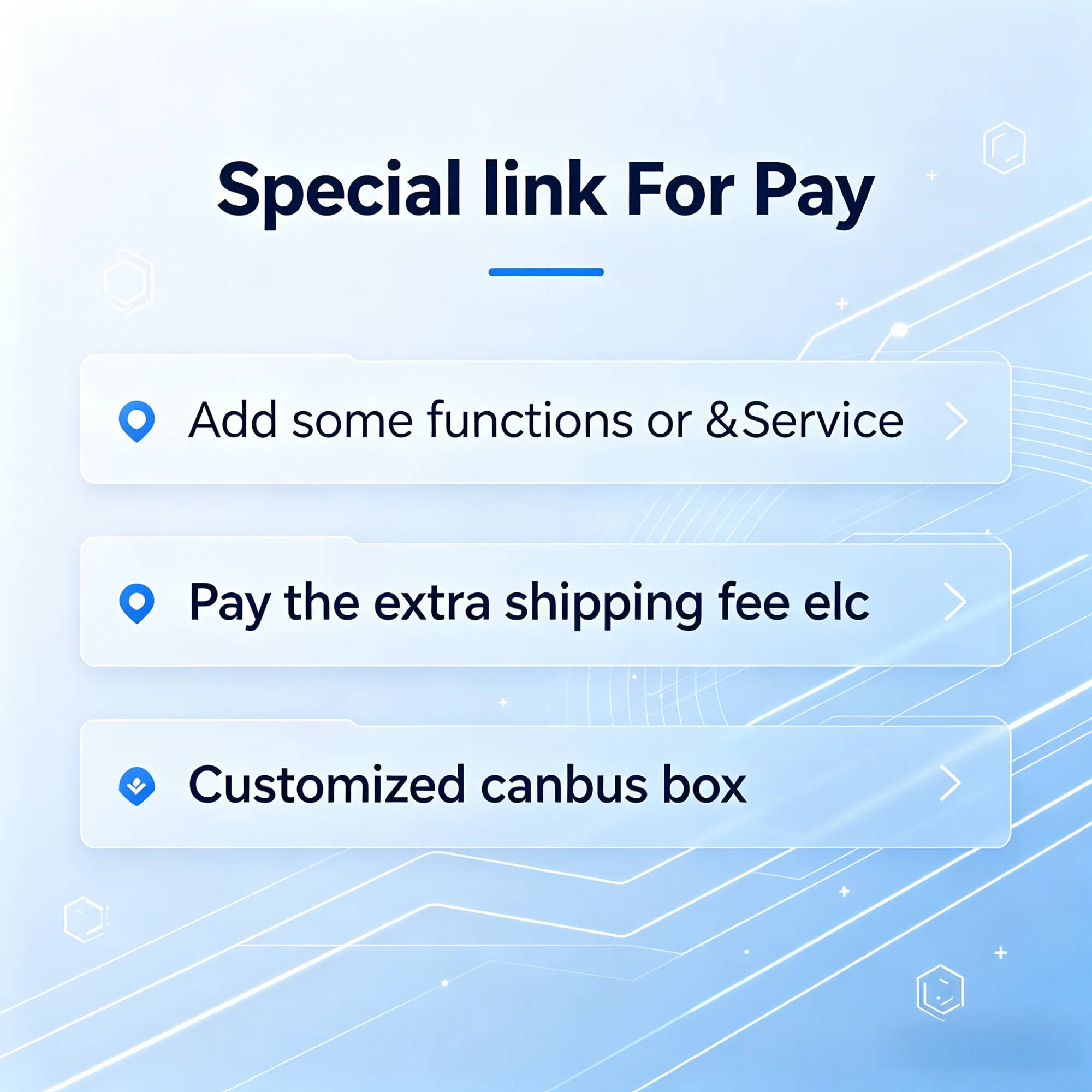 fff Special Link for Our Customers to pay the extra fee or Built-in 360 chip or Customized CANBUS decoder