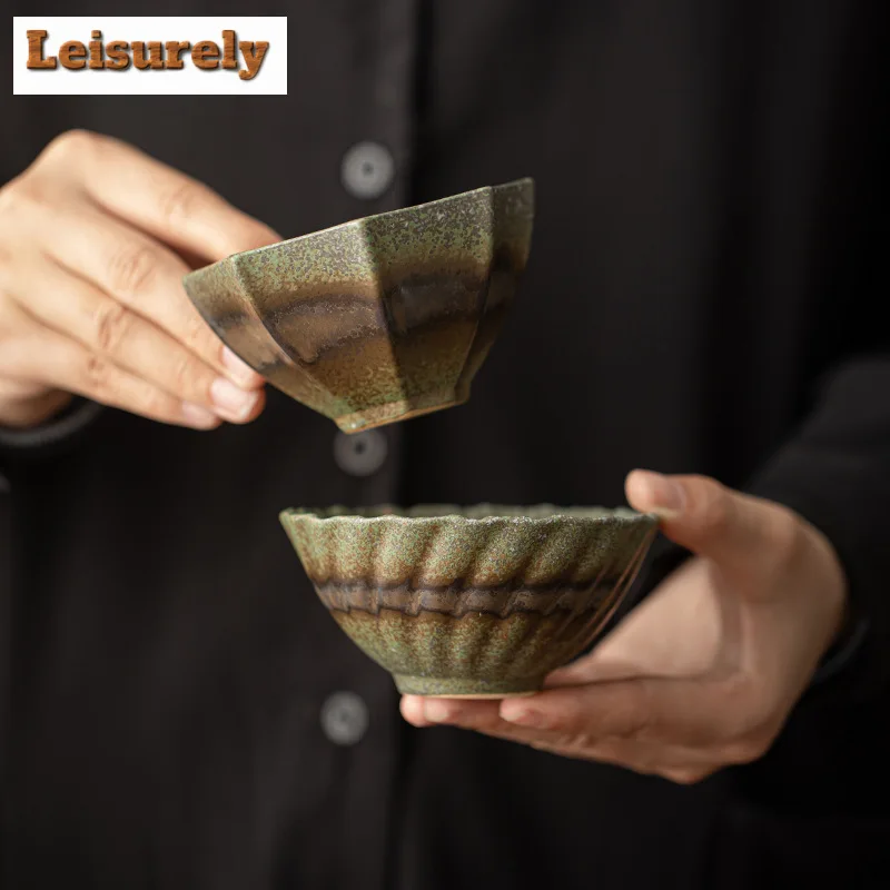 Creative Kiln Change Green Ceramic Teacup Sanxingdui Coarse Master Cup Dargon Fish Tasting Tea Bowl Chazhan Kung Fu Tea Drinking