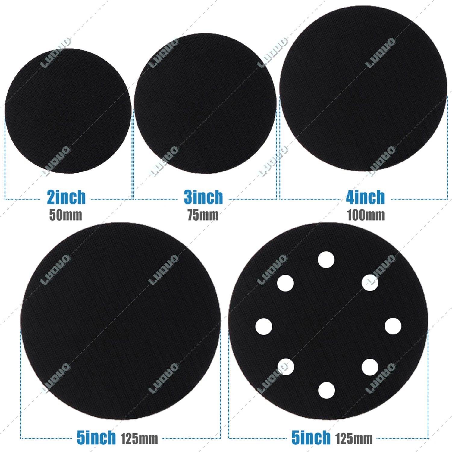 2/3/4/5/6 Inch 8 Hole Sponge Interface For Sanding Pads  Hook & Loop Flocking Cushion Polishing Buffering Pad Self-adhesive Disc