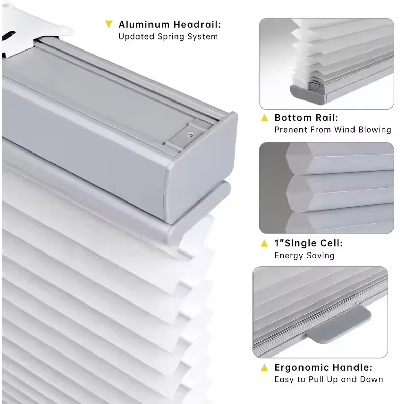 Electric Honeycomb Blinds Energy Efficient Light Filtering Window Shades Multiple Color Options for Home