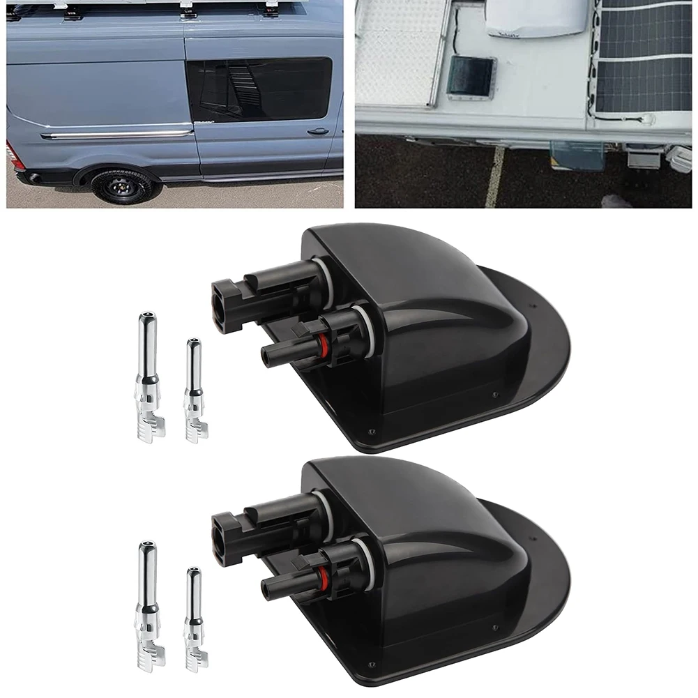 Solar Cable Gland Solar Connection Box RV Safety Solar Waterproof ABS Black Box Cable Cells Connections Housing