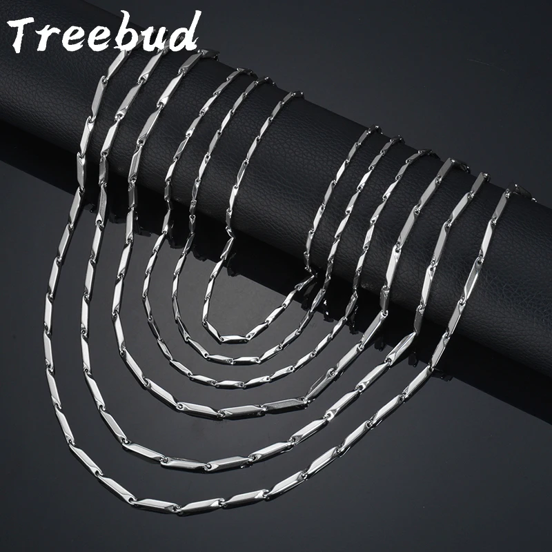 Treebud Stainless Steel Rhombus Necklace for Women Men Hip Hop Geomertic Square Clavicle Chain Necklaces Party Jewelry Gifts