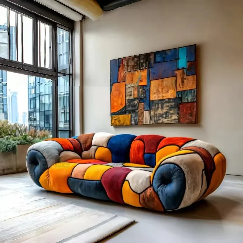 Luxury 2-seat villa-style living room sofa cover expandable hotel color fabric
