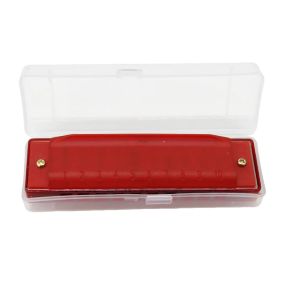 Clear Tuning 10 Hole Harmonica Bright Color Durable Mouth Organ Translucent with Storage Case Blues Harmonica Young Learners